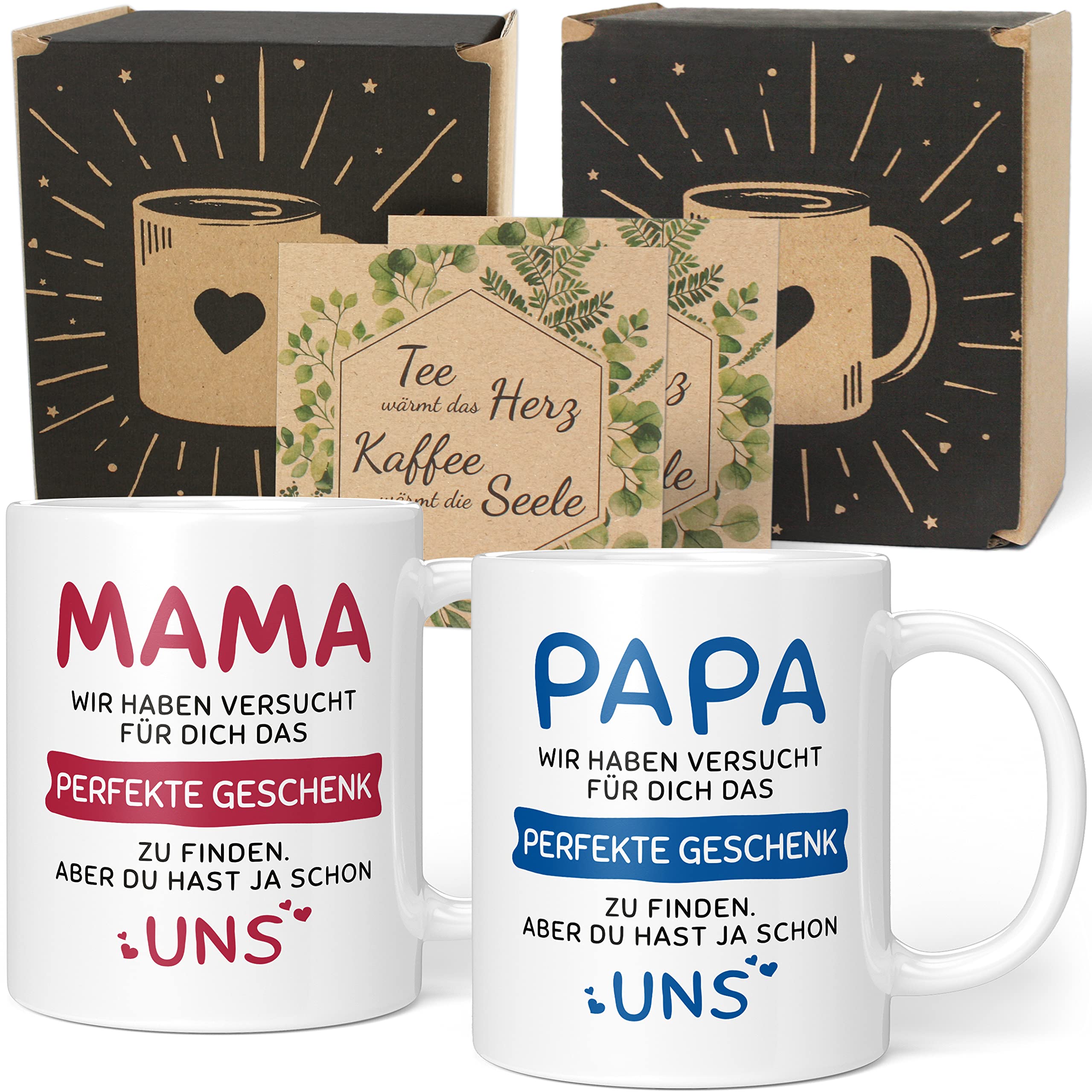 Gift Set Mum Dad Gifts - Mum Dad Gift Christmas - Mum Dad Mug with Saying - Mum Dad Daughter Son Gift Ideas (Ceramic 330 ml)