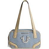 True Religion Satchel Bag, Women's Small Denim Bowling Purse Handbag, Denim