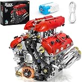 NEXTJOY V8 Engine Model Kit, 1370 PCS Build Your Own Visible Car Motor | Advanced Mechanical Building Block Set for Adults | Collectible Engine Model for Display | Desk Decor &amp; Gift for Car Lovers