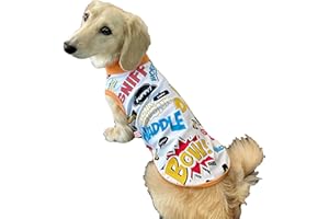 D DOGGY STAR Dachshund Clothes for Dogs Mini and Adults T Shirts (S,Comic White)