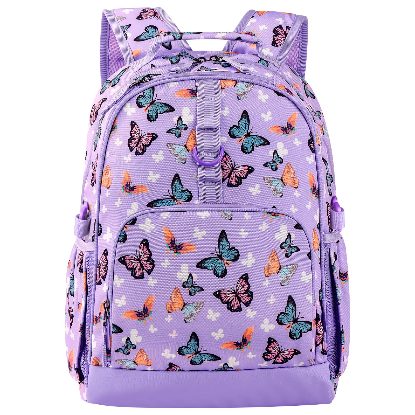 Photo 1 of Choco Mocha Butterfly Backpack for Girls, Elementary School Backpack for Girls Ages 6-8 Kids Kindergarten Backpack Large Bookbag 18 Inch with Chest Strap, Purple