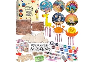 ASPULU Wooden Painting Kit with Template,Wood Slices for Arts and Crafts with Wind Chime,Valentine Craft Kits for Girls Ages 8-12,Arts and Crafts for Kids Ages 6-8 Girls,Kids Art Kit for Kids Ages 8-12