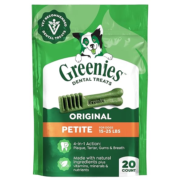 GREENIES VETERINARIAN-RECOMMENDED ADULT NATURAL DENTAL DOG TREATS PETITE...