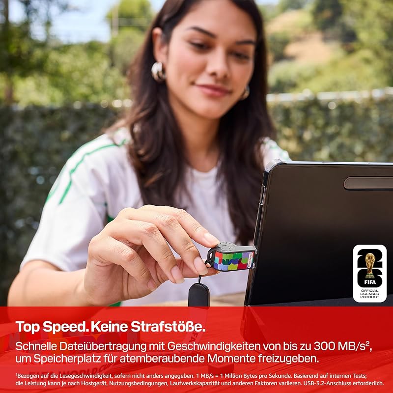 USB-C Flash Drive FIFA World Cup 2026 Global Edition 64 GB (bis zu 300 MB/s Übertragungsgeschwindigkeiten, SANDISK App)