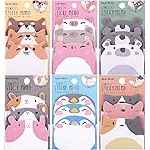 Yelltale Cute Sticky Notes, 6 Pack 270 Sheets Mini Kawaii Cartoon Animal Sticky Notes, Animals Shape Cartoon Notes Self-Stick Memo Pads, Party Favors