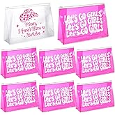 Layhit 8 Pcs Let's Go Girls Bachelorette Makeup Bags Retro Clear Disco Cowgirl Travel Toiletry Case with Zipper Arty Supplies Decorations Gifts for Women