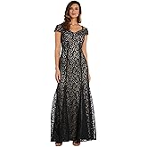 R&M Richards Women's Off The Shoulder Formal Gown - Glitter Lace Mermaid Evening Dress - Party & Cocktial Attire