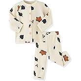 ACESTAR Unisex Baby and Toddler 2 Piece Waffle Knit Pajama Sets Long Sleeve Button Down Pjs Kids Matching Lounge Set