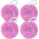 Teenyyou 4 Pcs Bath Sponge Shower Pouf Loofahs Shower Puff Exfoliating Loofah Bath Accessories Cleaning Tool for Body Gift Baskets Lavender Spa Gifts for Women Mom (Pink)