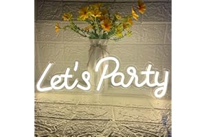 BERNICEKELLY Let's Party Neon Sign, LED Neon Lights for Bedroom Wall Decor, Art Decorative Lights for Bachelorette Party, Engagement Party, Birthday Party, Living Room, Gamer Room Decor Aesthetic (New Warm White)