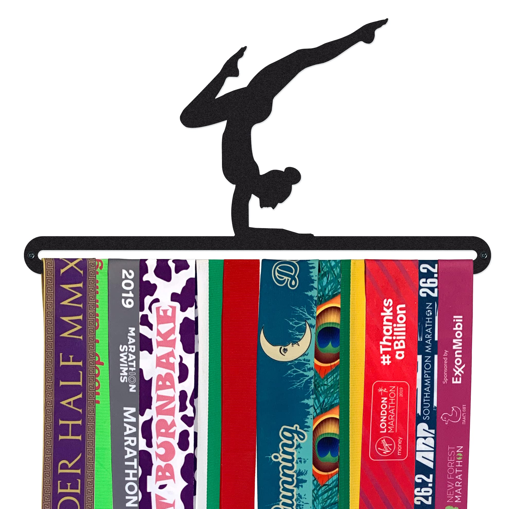 Medal Hanger Display | FEMALE GYMNAST | Black Metal | Wall Mounted Gymnastics Medal Holder