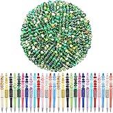 Large Hole European Beads for Pens - 100 Pieces Dark Green Assorted Fairy Wand Garden Lampwork Craft Spacer for DIY Bracelet Necklace Decoration Jewelry Making Supplies