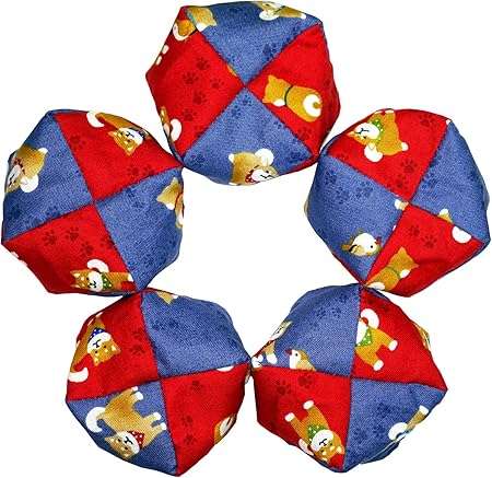 Amazon 手作りお手玉 和柄 柴犬くん 赤 ブルー 工芸 民芸品 おもちゃ