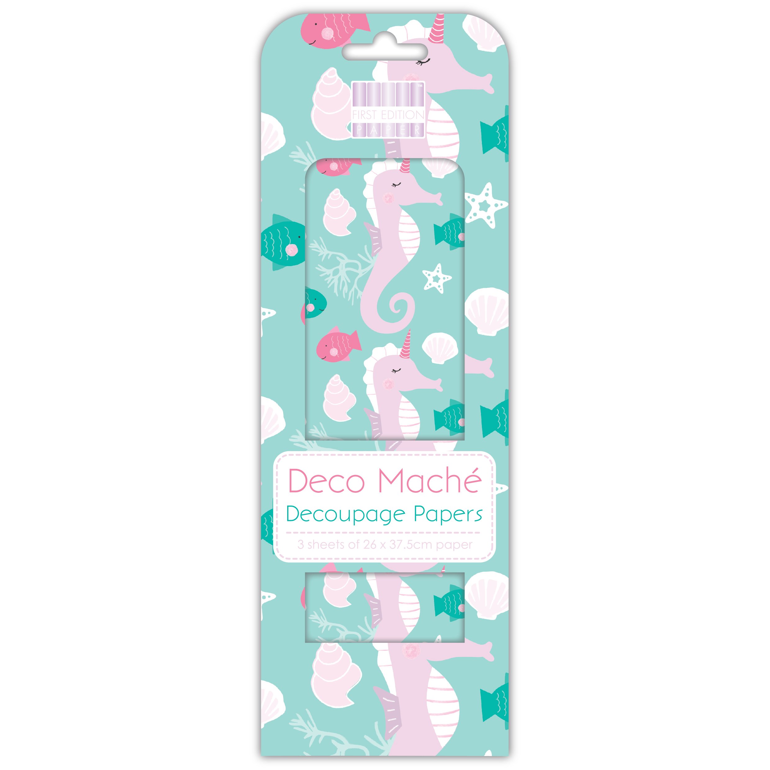 Trimcraft Decoupage Craft Papers-Seahorse 26 x 37.5 cm, (3 Sheets, 22gsm), 30 x 10 x 0.1 cm