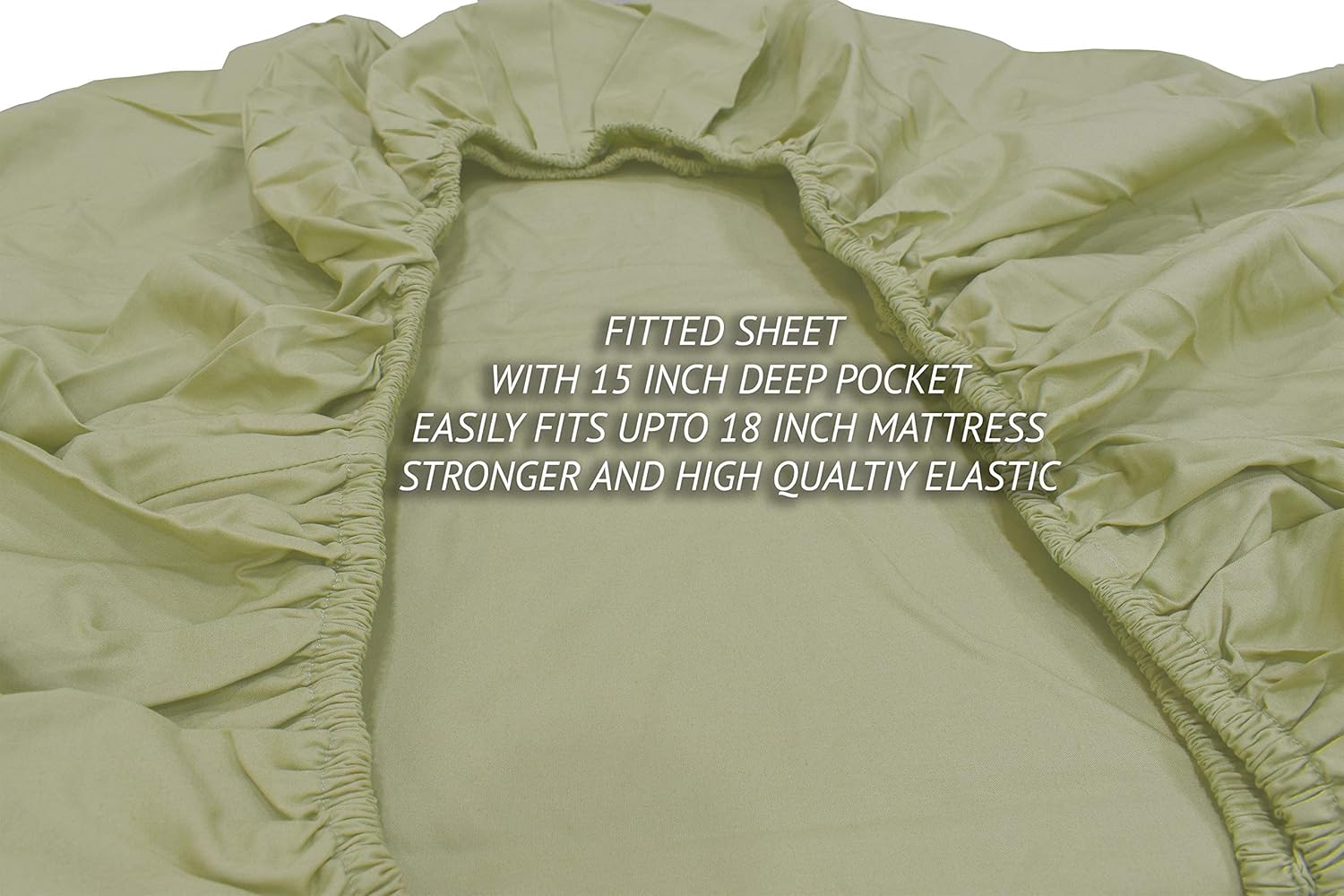 100% Cotton Percale Sheets Queen Size, Sage, Deep Pocket, 4 Piece - 1 Flat, 1 Deep Pocket Fitted Sheet and 2 Pillowcases, Crisp and Strong Bed Linen: Home & Kitchen