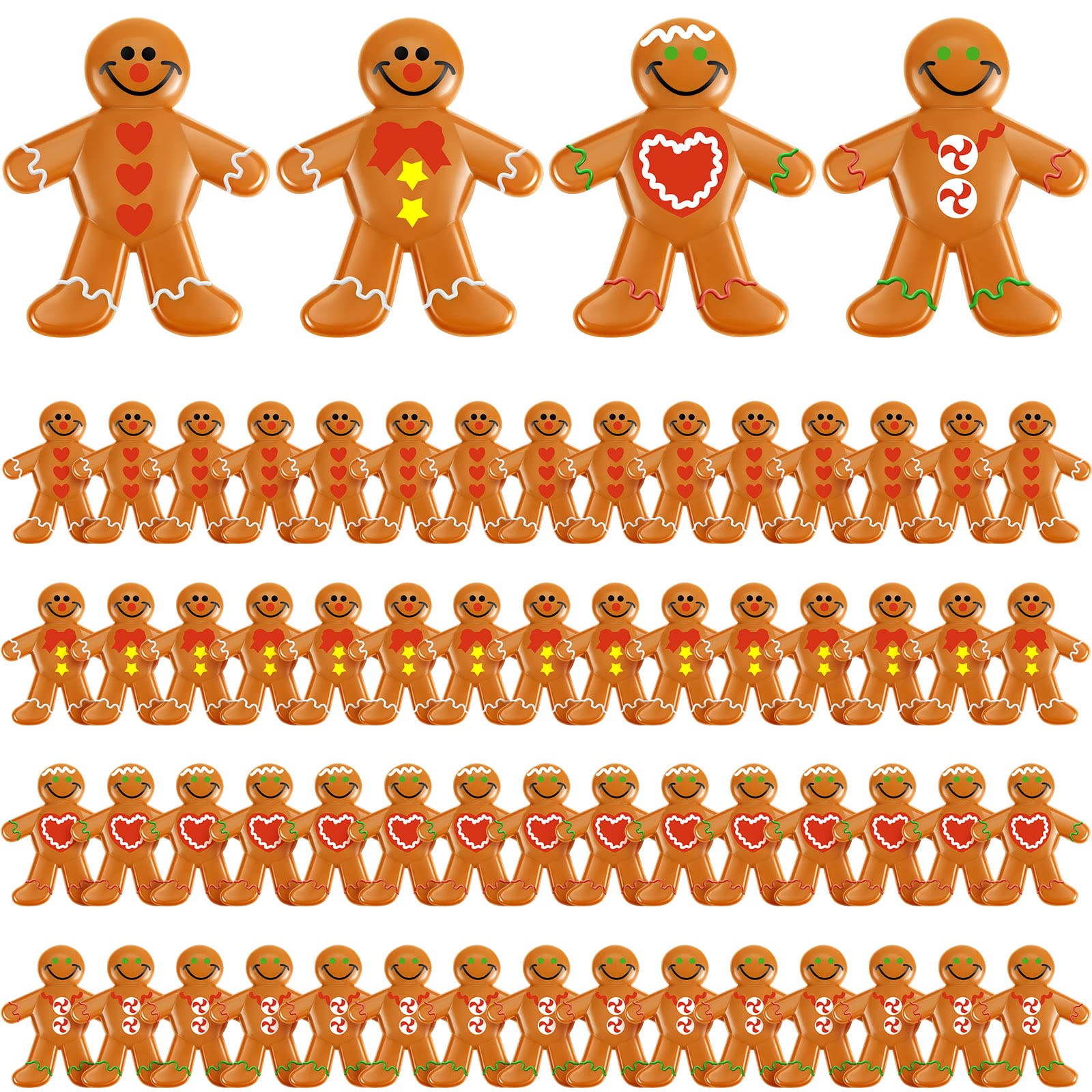 Photo 1 of 100 Pcs Christmas Gingerbread Man Ornaments Bulk PVC Gingerbread Figurines Mini Christmas Decor Ornaments for Party Decor Home DIY Crafts