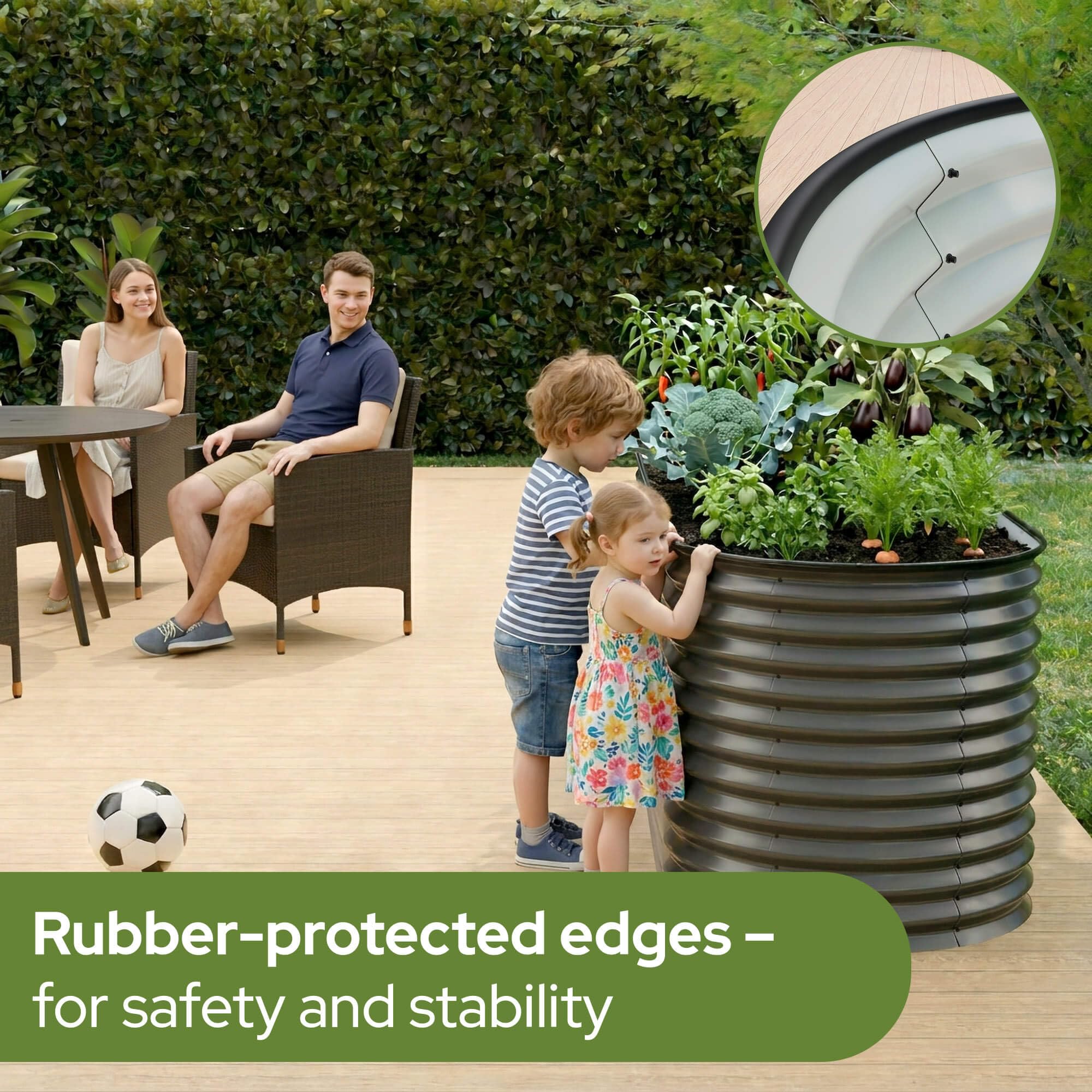 Arebos Hochbeet oval Metall 160x80x78 cm Anthrazit | Gartenbeet verzinkter Stahl rostfrei mit Gummikante 780 L, Stabil mit Querstreben | Gemüsebeet ideal für den Garten | für Gemüse, Kräuter & Blumen 4