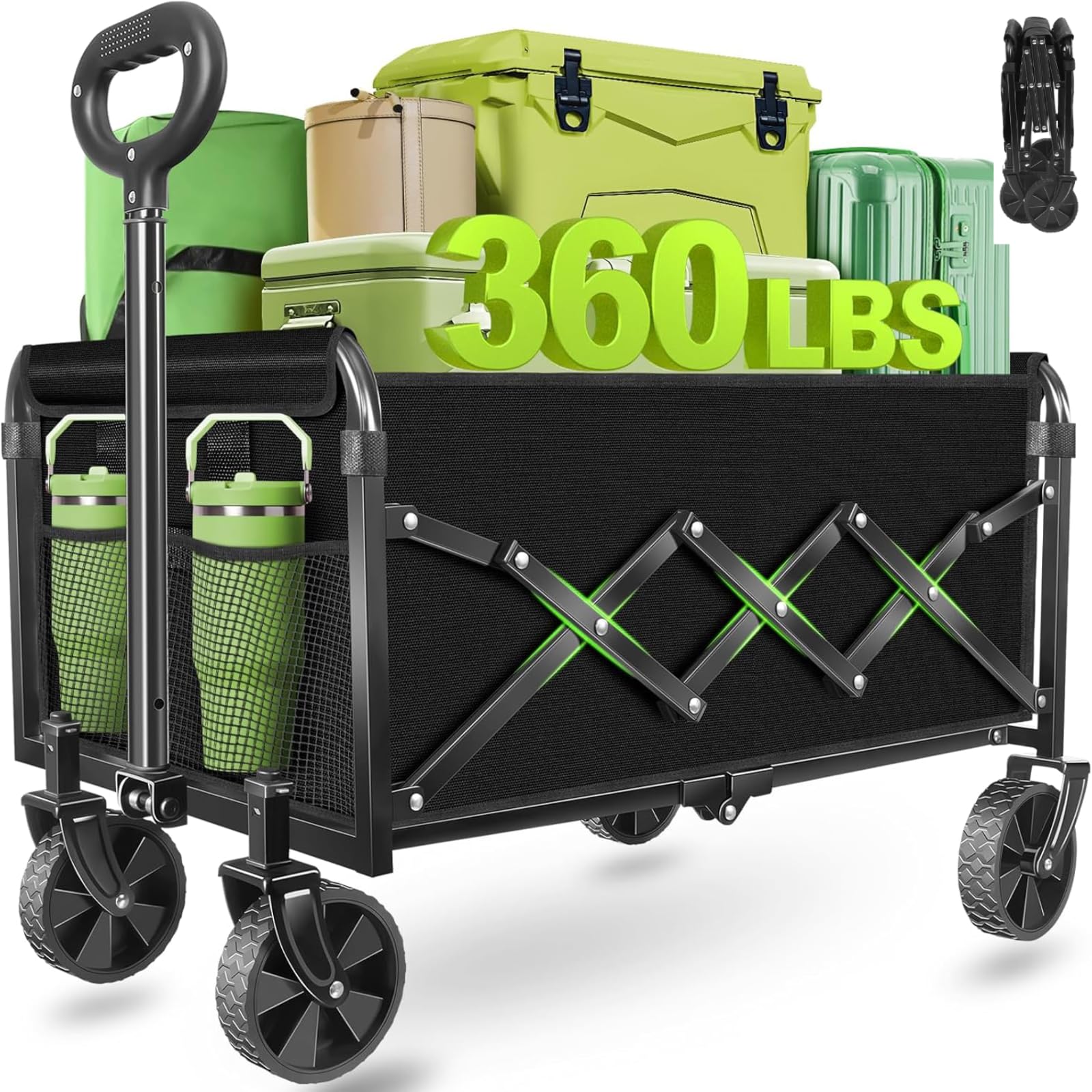 Photo 1 of Wagons Carts Foldable - Collapsible Wagon Cart with Wheels – Folding Foldable Wagon Small Portable Lightweight for Sports, Camping, Storage, Travel, Shopping