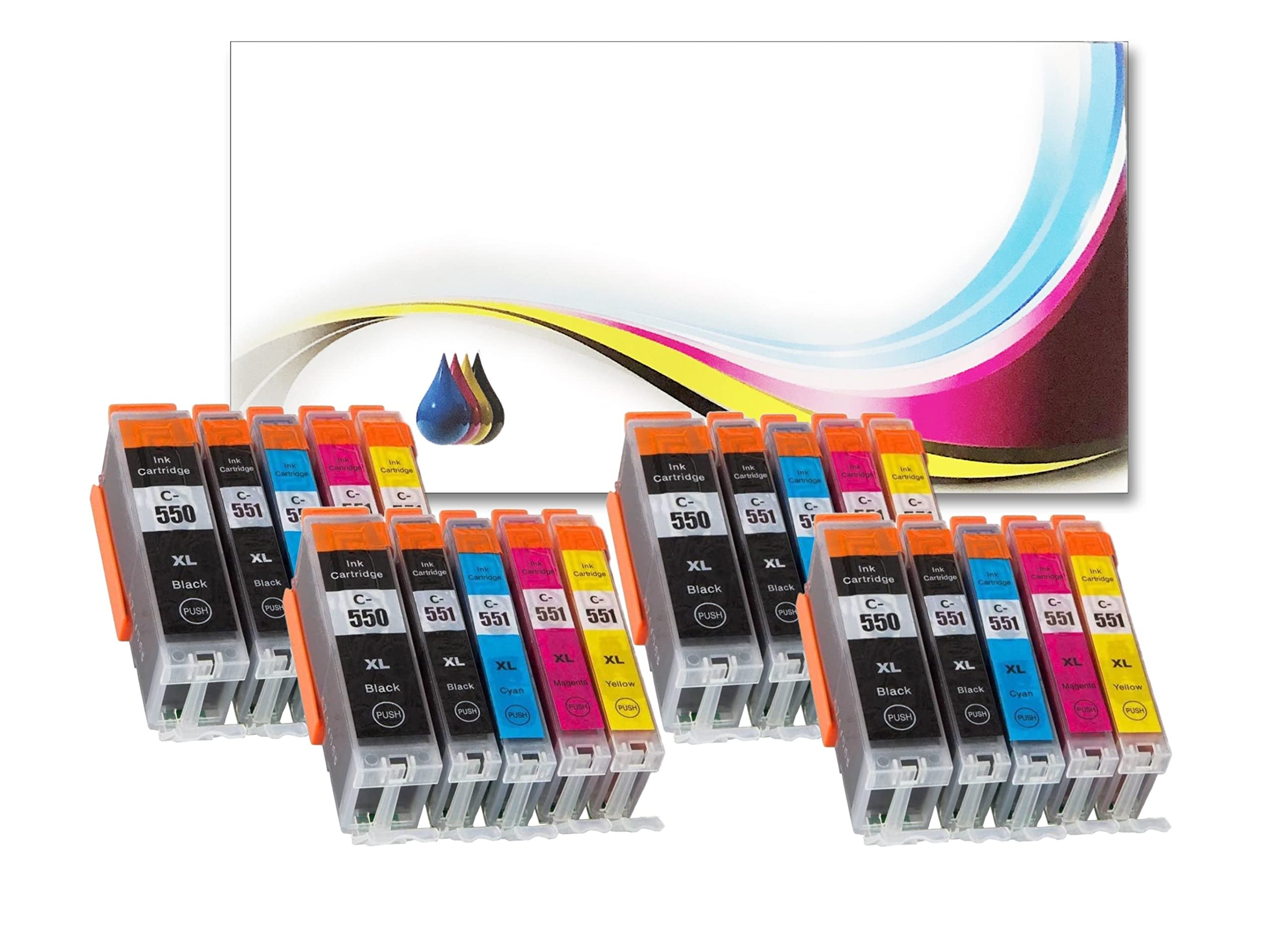 BVH Direct 20PK High Capacity inks for Canon PIXMA iP7250,Mg5650, iP8750, iX6850, MG5450, MG5550, MG6350, MG6450, MG7150, MX725, MX925 Colour Inkjet Printer compatible ink cartridges latest Chip