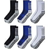RATIVE Anti Slip Non Skid Ankle and Crew Socks with Grippers for Men Women