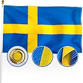 XIFAN Premium Sweden Flag 3x5 ft Outdoor, Large Double Sided Heavy Duty 210D Nylon Swedish National & Country Flag, Longest Lasting Decoration with 4-Stitch Hemming, Brass Grommets