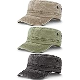 Geyoga 3 Pieces Cadet Army Caps for Men Military Style Hat for Flat Top Caps Adjustable Cotton Hat Unisex