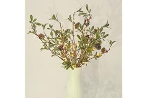 MINDELF 3 PCS Christmas Lighted Branches for Vases, 147 Lights with Snowflake Mistletoe-Leaf Berries Pine Cones, Battery Operated, Timer, Handmade Artificial Evergreen Sprig for Indoor Outdoor