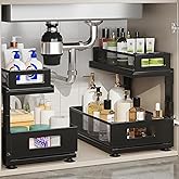 Corbyles 2 Pack Under Sink Organizer with Next-Gen Ball-Bearing Slides,2-Tier Pull Out Cabinet Storage,Height Adjustable Drawer Shelf for Bathroom,Kitchen,Laundry,Cabinet,Pantry(Patent Pending)
