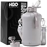 H2O Capsule 2.2L Half Gallon Water Bottle with Storage Sleeve and Covered Straw Lid – BPA Free Large Reusable Drink Container with Handle - Big Sports Jug, 2.2 Liter (74 Ounce)