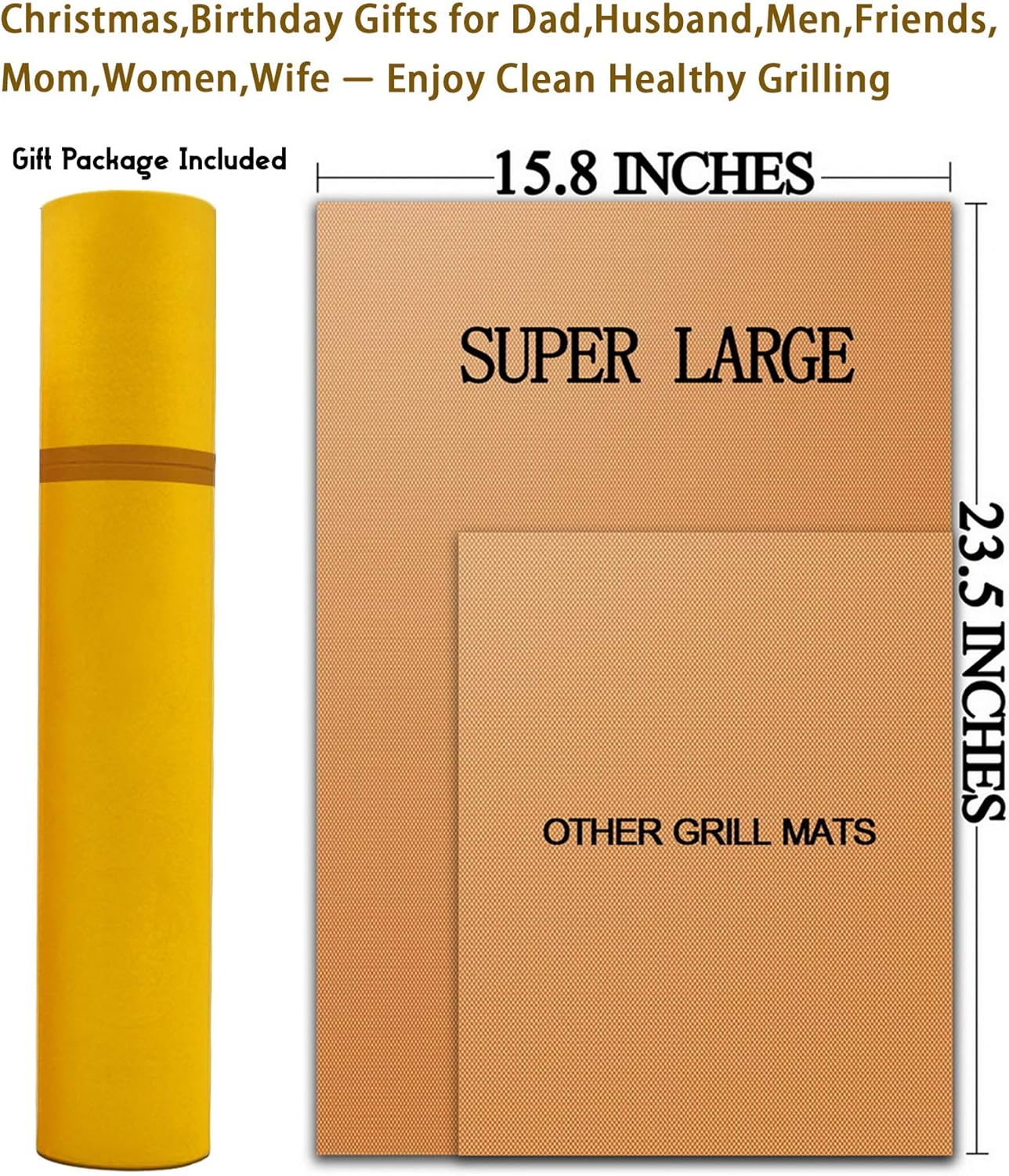 Extra Large Copper Grill Mats – 3 Sets 23.5x15.8 Inches – Premium Copper Grill & Bake Mats – Extra Large, Non-Stick, Reusable, and Durable BBQ Grill Mats, Including 1 FREE BBQ Brush-7 Year Warranty : Garden & Outdoor