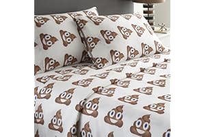 SL Spirit Linen Home EST. 1988 Poop Emoji 3 Piece Sheet Set, Twin