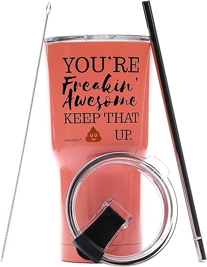 Amazon 12オンスの面白いssワイングラスタンブラー You Re Freakin Awesome ユニークノベルティホリデークリスマスハヌカーギフト ワインカップとコーヒータンブラーを愛する男性 女性に 30 Oz Tumbler オレンジ Greatness Line 水筒 マグボトル 通販