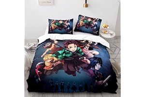 Hveeul Anime 3D Demon Slayer: Duvet Cover 2 Piece Bedding Set,Teen Comforter Cover Set Super Soft Duvet Cover with Pillowcase(Style 8 Twin: 68"x86"