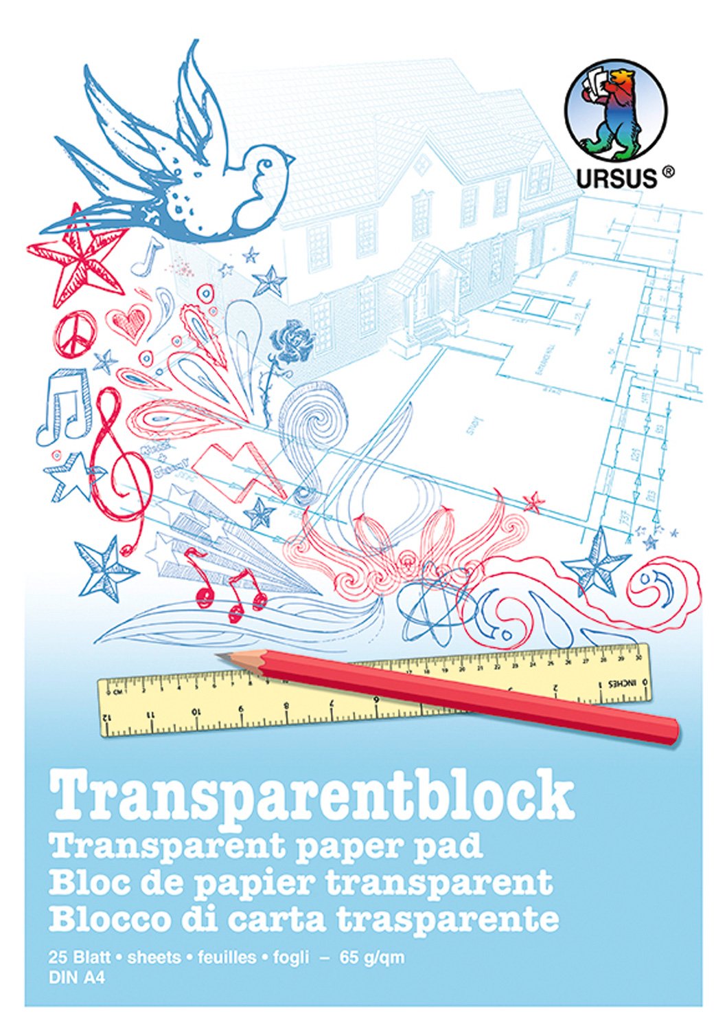 Ursus A4 Transparent Pad, 25 Sheets - White