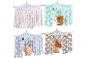 Huwena 4 Pcs Guinea Pig Hideout Heart Fleece Hideaway Toys Cage Accessories Small Animals Corner Triangular Hammock Hamster Ferret Playing Sleeping Bed for Hedgehog Bunny Chinchillas