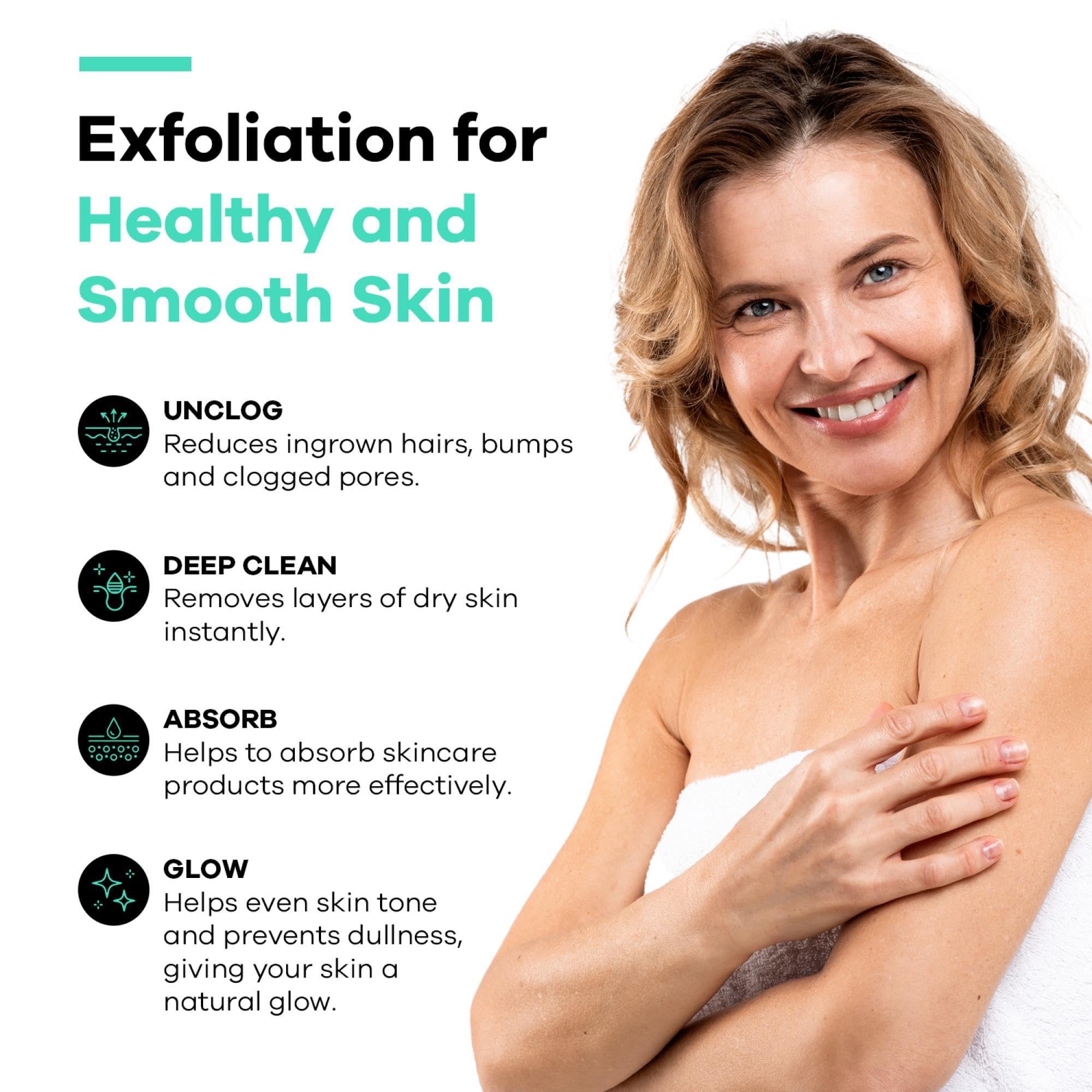 Dermasuri - Deep Exfoliating Glove - Polishing Mitt Body Scrubber - Korean Skin Cleaner Exfoliator - Dead Skin Buffing Treatment - Gifts for Women & Men - Keratosis Pilaris Scrub Remover - (2 Pack)