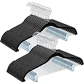 HOUSE DAY Velvet Hangers with Adjustable Clips 30 Pack, Non-Slip Suit Organizer with 360° Hook - Heavy Duty Hanger for Pants, Skirts, Blouses, Dresses - Outfit Hangers All-Season Space Saver (Black)