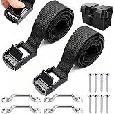 Seamaka 2 PCS 0.75" x 4ft Battery Tie Down Strap kit,Battery Hold Down Strap with Stainless Steel Cam Buckle,4 Stainless Steel Eye Strap Mounts, 8 SS Screws for Boats, Luggage Belt, Cars