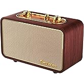 Wooden Retro Bluetooth Speaker, Vintage Portable Wireless Speaker with Interchangeable Faceplates, FM Radio, Subwoofer& Rotary Dial- Ideal for Music Lovers (Apur Retro Wood)