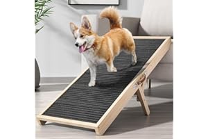 Tresbro Dog Ramp for Couch, 40'' Long Dog Ramps with Adjustable 11'' to 20.47'' Height, Portable Dog Ramp with Anti-Slip Carpet & Carrying Handle Holds up to 100LBS for Small Dogs to Get on Sofa