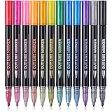 Double Line Outline Marke Pens - 12 Colors Self Outline Metallic Markers, Permanent Glitter Marker Pens for Art Drawing, Pain