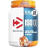 Dymatize ISO100 Whey Protein Powder Isolate, Salted Caramel, 25g of Protein, 5.5g BCAAs, Less Than 120 Cal., Gluten Free, 1g Fat, 1g Sugar, 2g Carb (20 Servings)