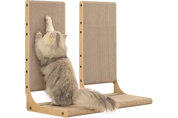 Zakkart 2-Pack Cat Scratching Board, 65cm Tall Cardboard L Shape Vertical Cat Scratchers for Indoor Cats, Cat Scratching Post