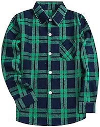 Boys Plaid Button Down Shirts Long Sleeve Flannel