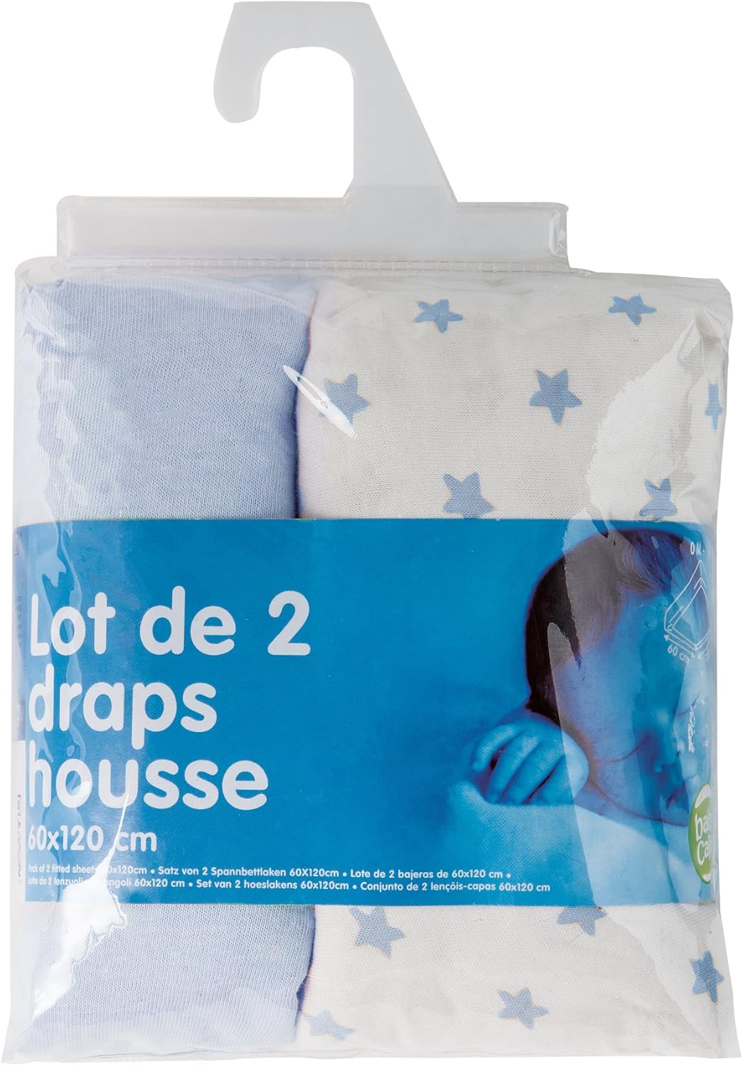 BabyCalin - Set of 2 fitted sheets 70x140x17cm Blue Star certified OEKO-TEX, 70 x 140 cm - Image 3