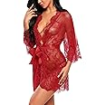 Avidlove Women's Lace Kimono Robe Babydoll Lingerie Mesh Nightgown S-5XL