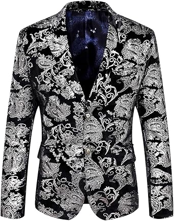 men's dress floral suit notched lapel slim fit stylish blazer dress suit