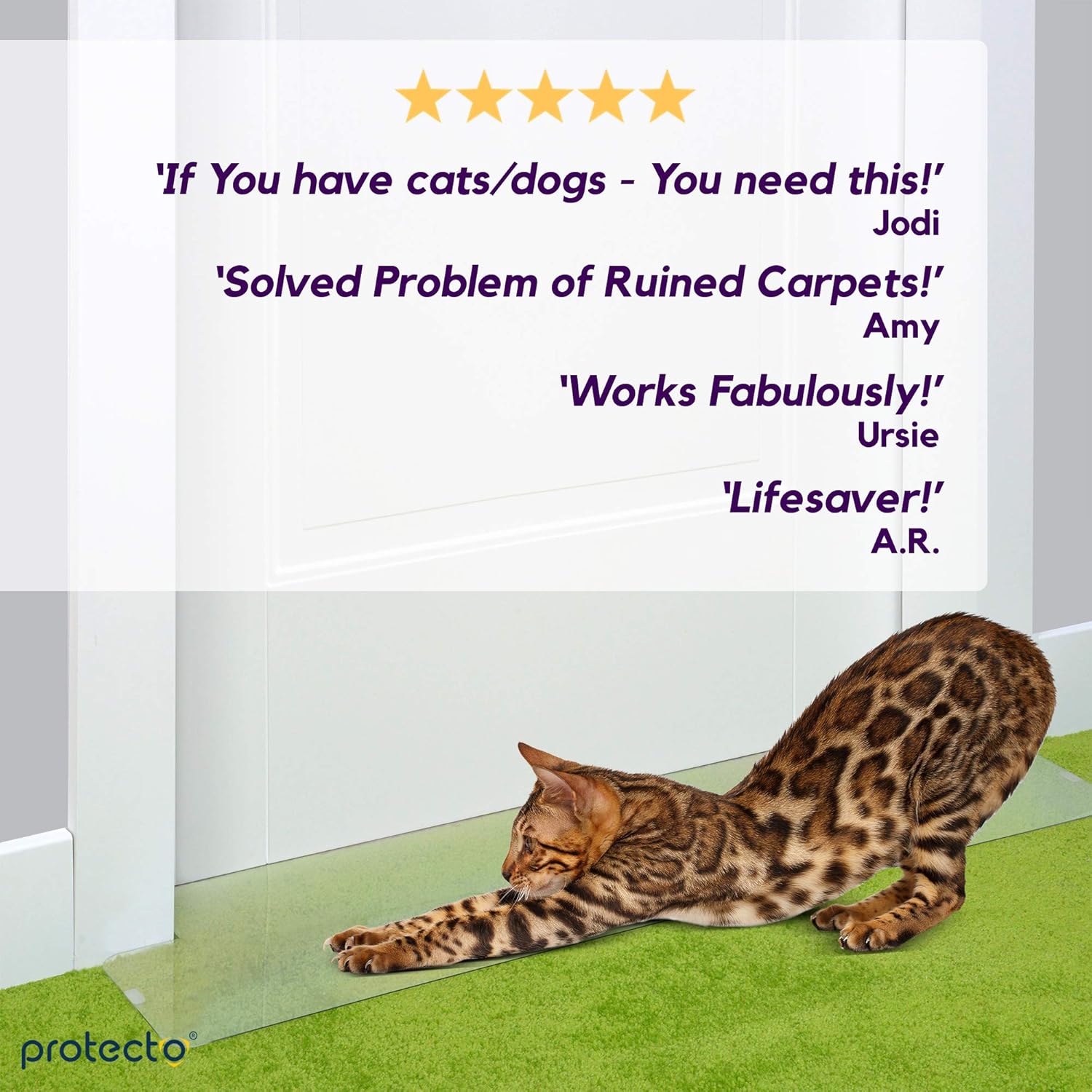 Protecto Carpet Cat Scratch Protector 30 Inch Deterrent W Slip Stopper Doorway Guard Design Amazon Co Uk Pet Supplies