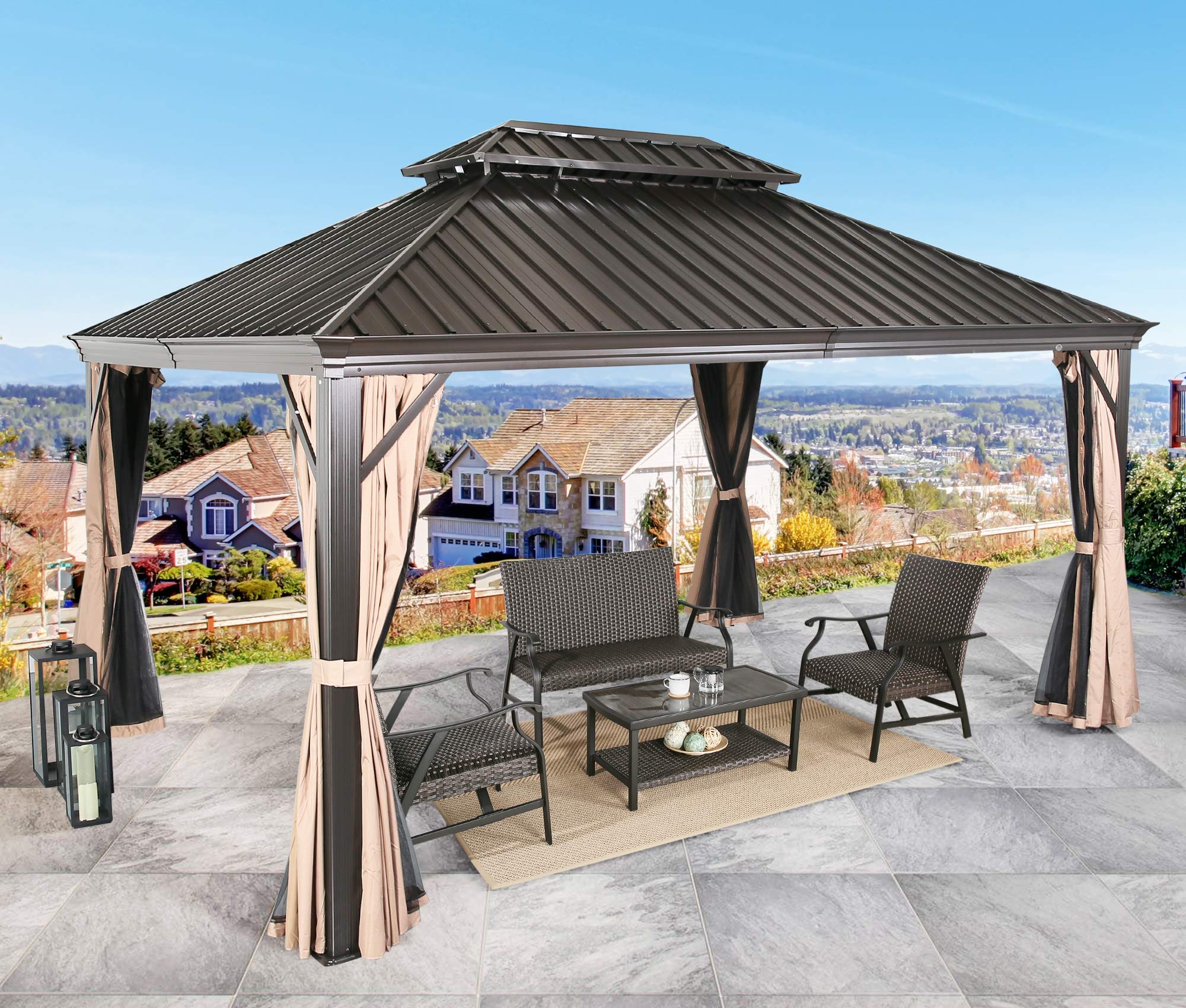 Patio Tree 10' x 12' Outdoor Hardtop Gazebo Patio Permanent Pergola