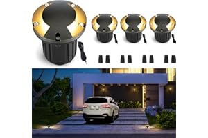 Gardenreet Landscape Well Light - Brass Ip65 Wired Outdoor In-Ground Lighting, Waterproof 12V LED Low Voltage Fixture, Antique Bronze for Lawn Walkway Deck Without MR16 Bulb